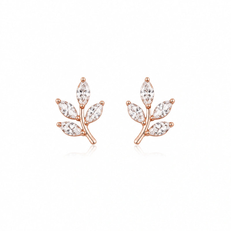 Rose Gold Leaf Spark Studs