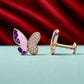 Rose Gold Purple Butterfly Stud