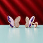 Rose Gold Purple Butterfly Stud