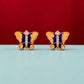 Rose Gold Purple & Orange Butterfly Stud
