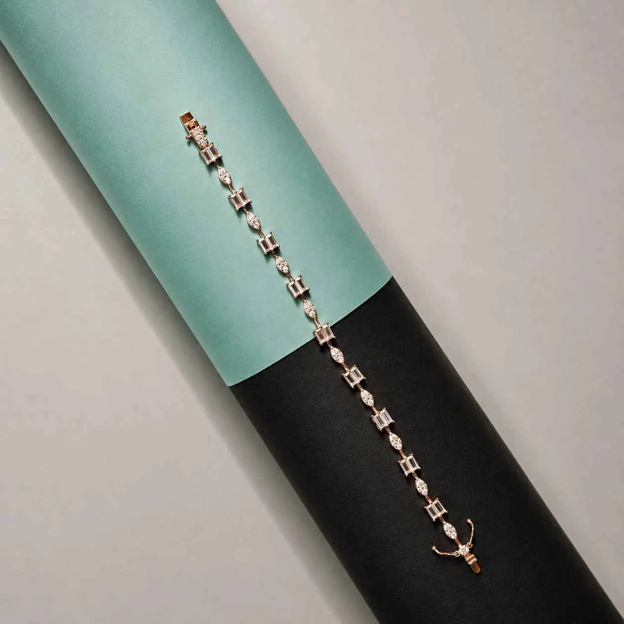 Rosegold Emerald Link Bracelet