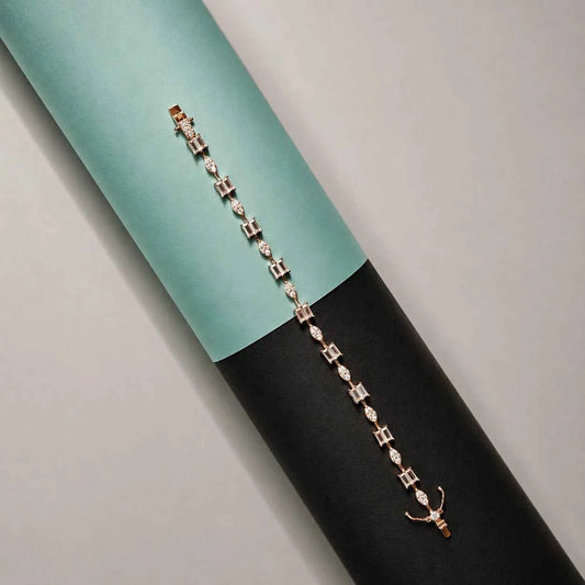 Rosegold Emerald Link Bracelet - 925 Silver Jewelery
