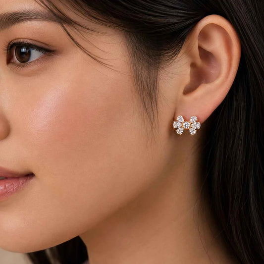 Golden Blossom Bow Stud Earrings