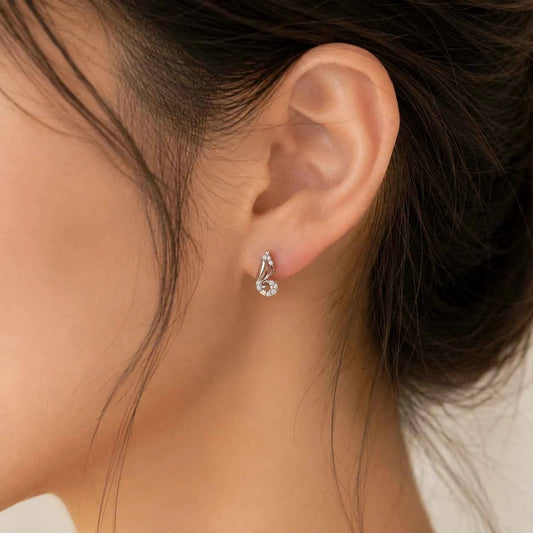 Silver Flutter Sparkle Stud Earrings