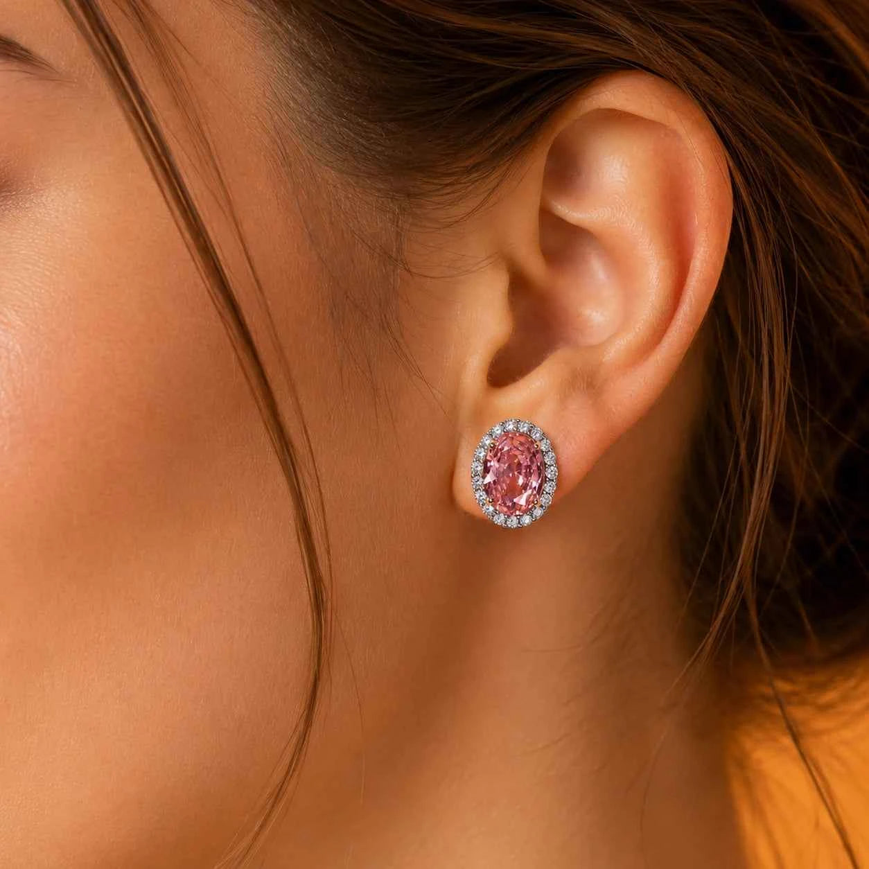 Rosabelle Pink Halo Stud Earrings