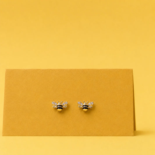 Silver Bee Stud Earrings