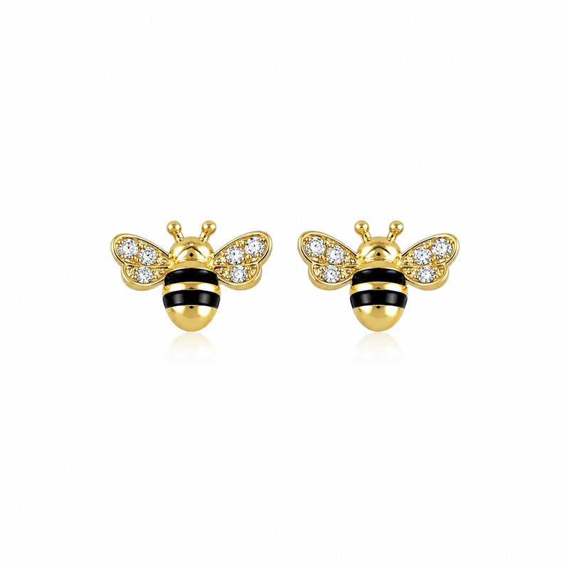 Silver Bee Stud Earrings
