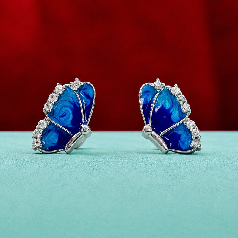 Silver Blue Wing Studs
