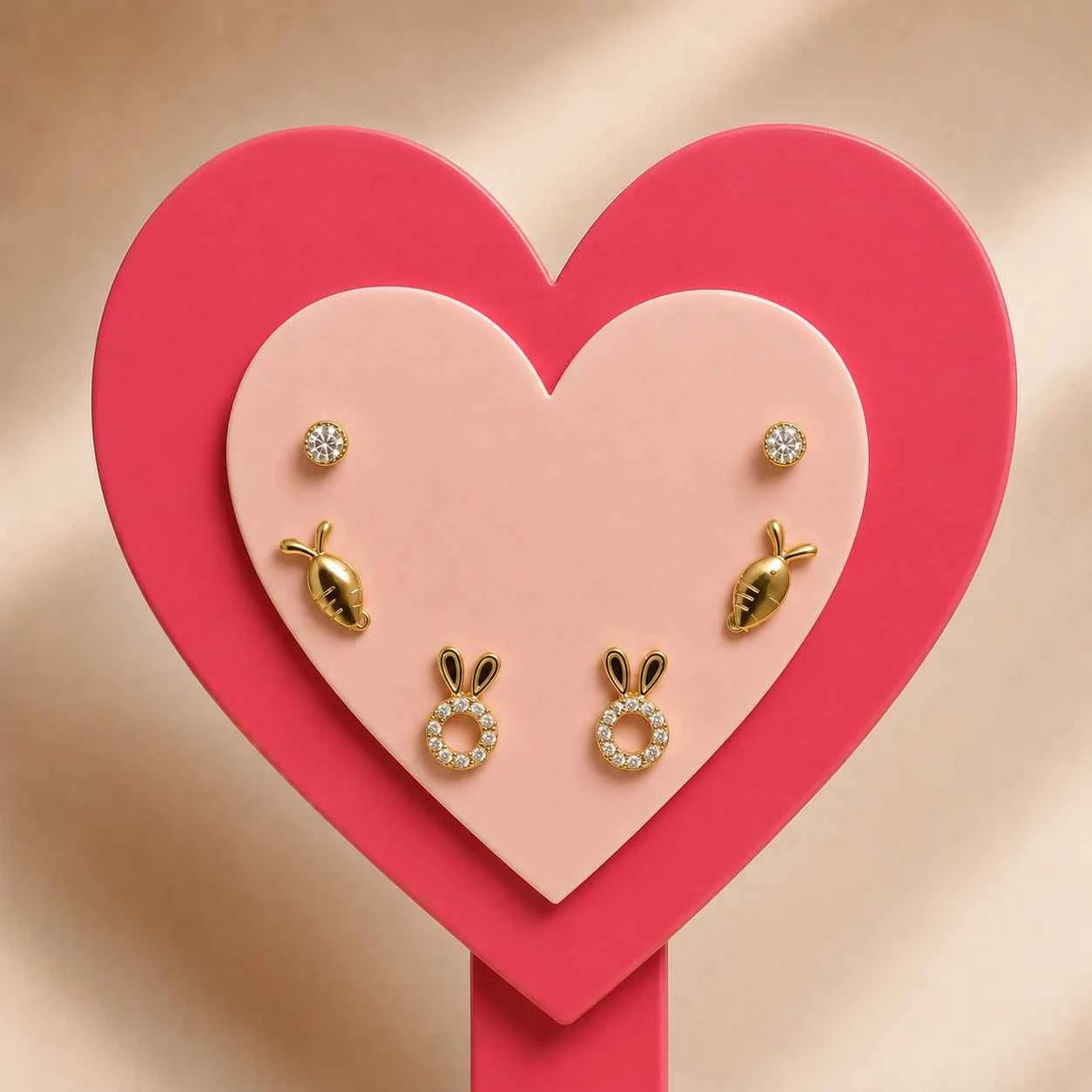 Silver Bunny & Carrot Stud Earrings