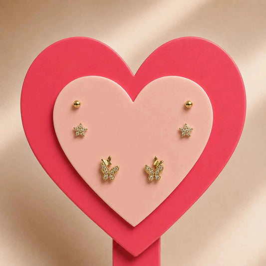 Silver CZ Butterfly Stud Earrings