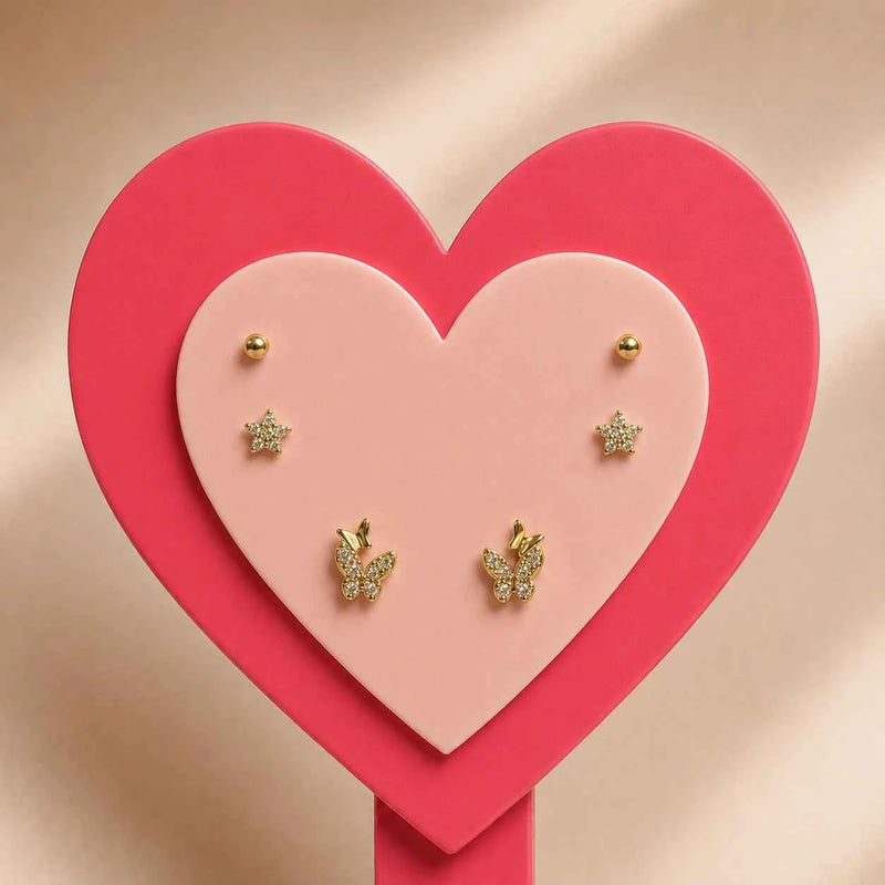 Silver CZ Butterfly Stud Earrings