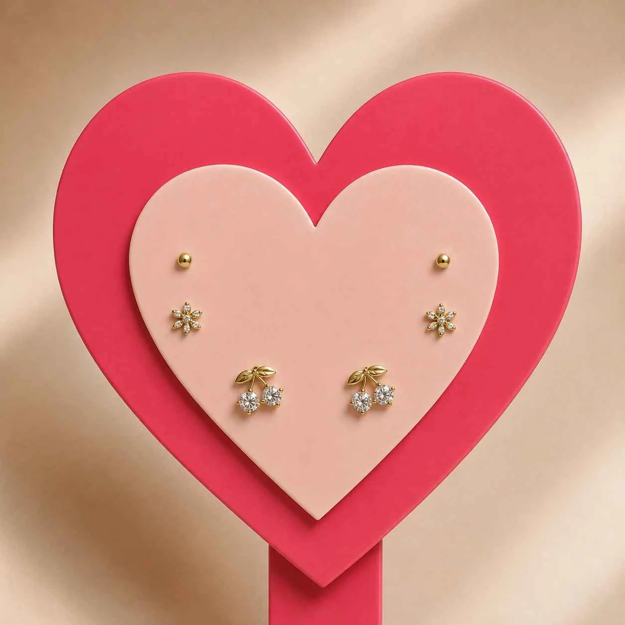 Silver Cherry Stud Earrings