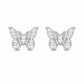 Silver Crystal Butterfly Studs