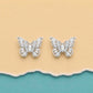 Silver Crystal Butterfly Studs