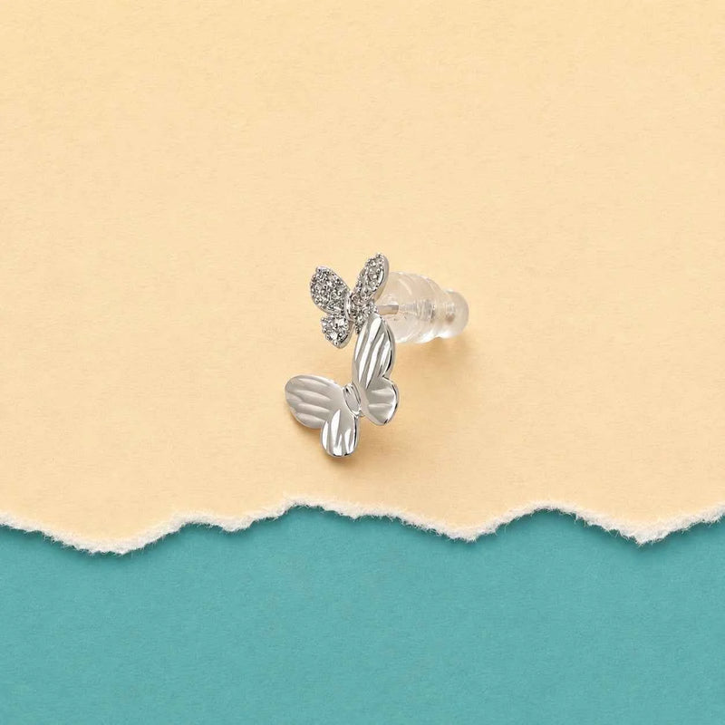 Silver Flutter Duo Butterfly Stud Earrings