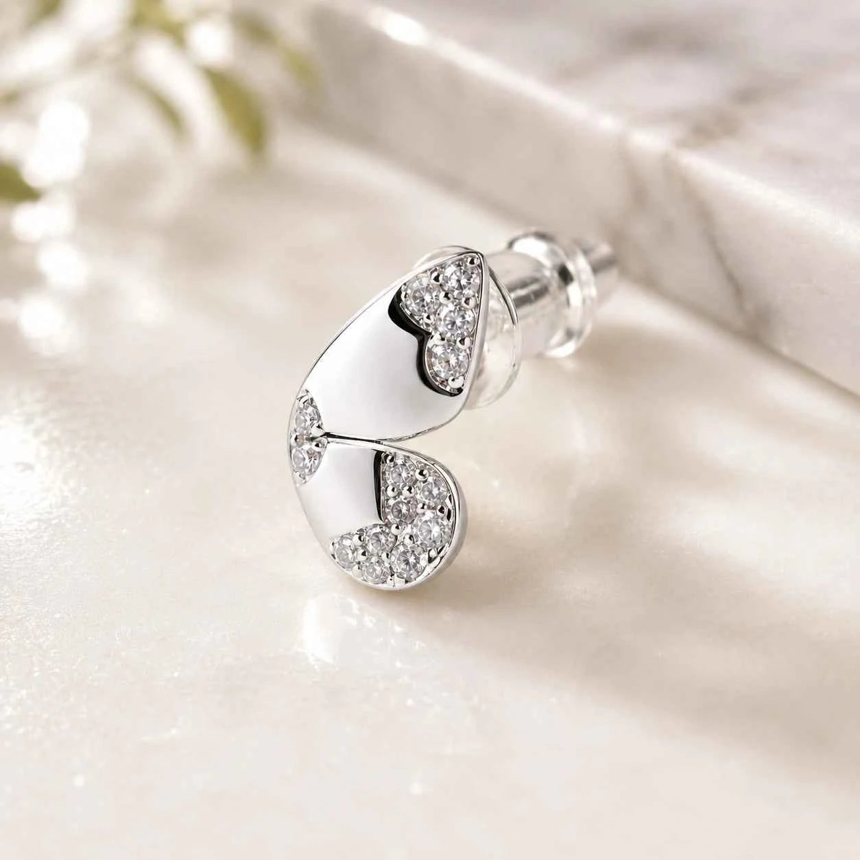 Silver Flutter Sparkle Stud Earrings