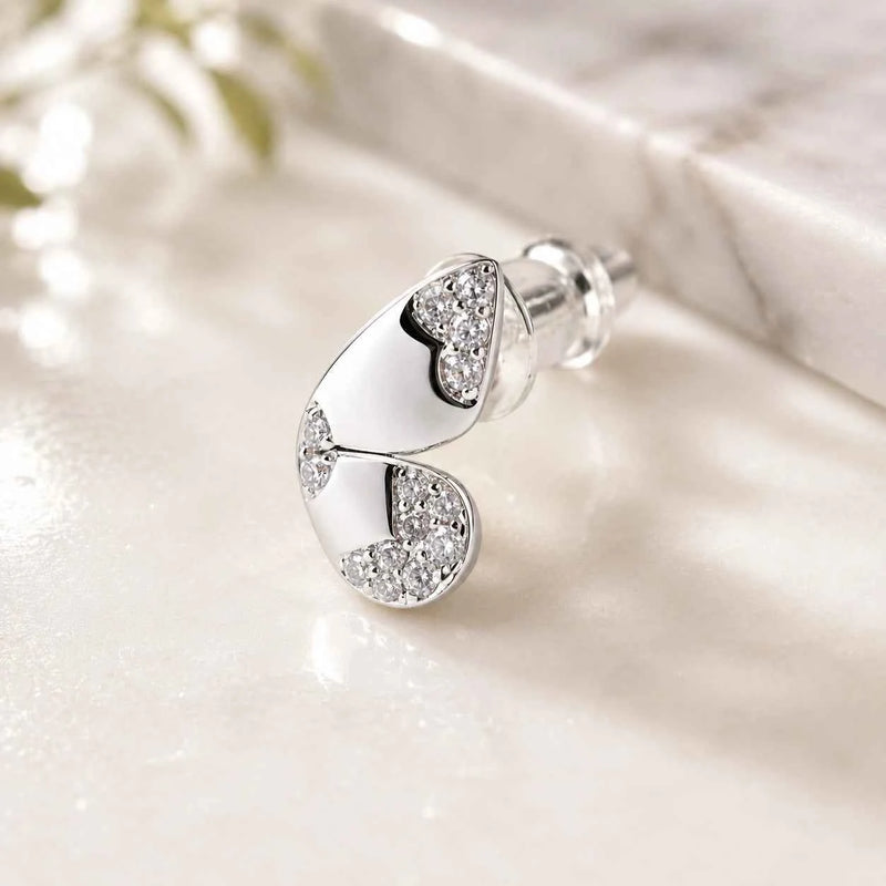Silver Flutter Sparkle Stud Earrings