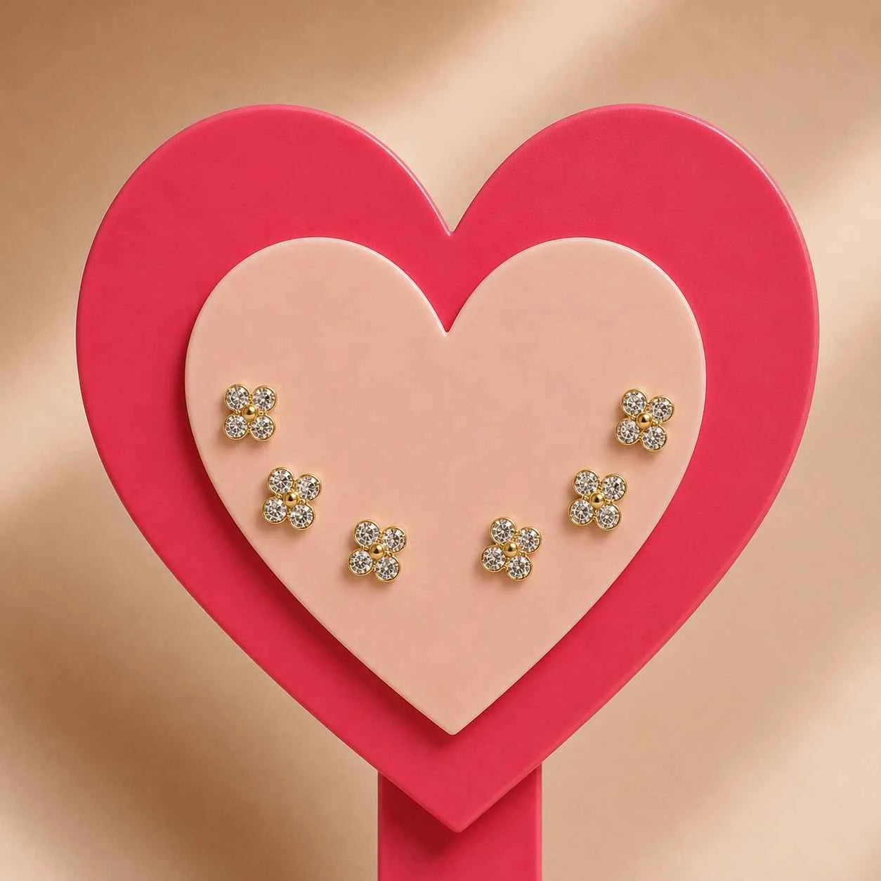 Silver Gold Floral CZ Stud