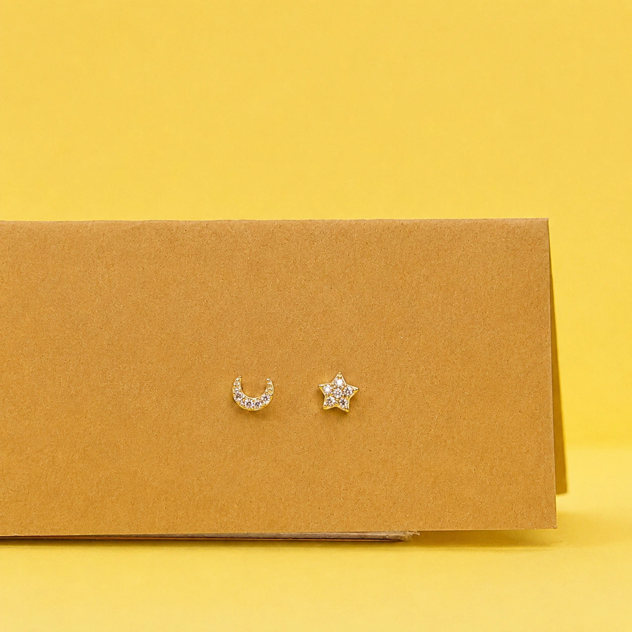 Silver Moon & Star Stud Earrings