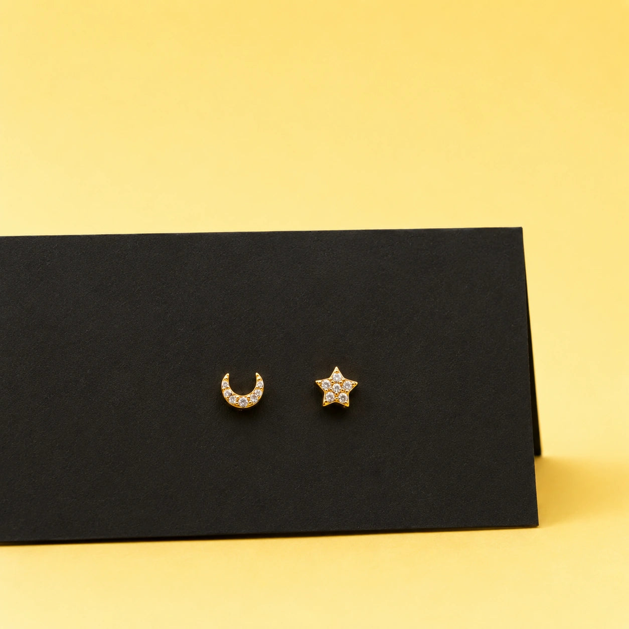 Silver Moon & Star Stud Earrings