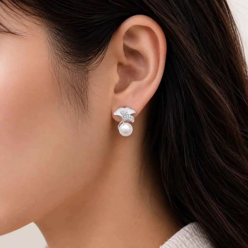 Pearl Blossom Stud Earrings