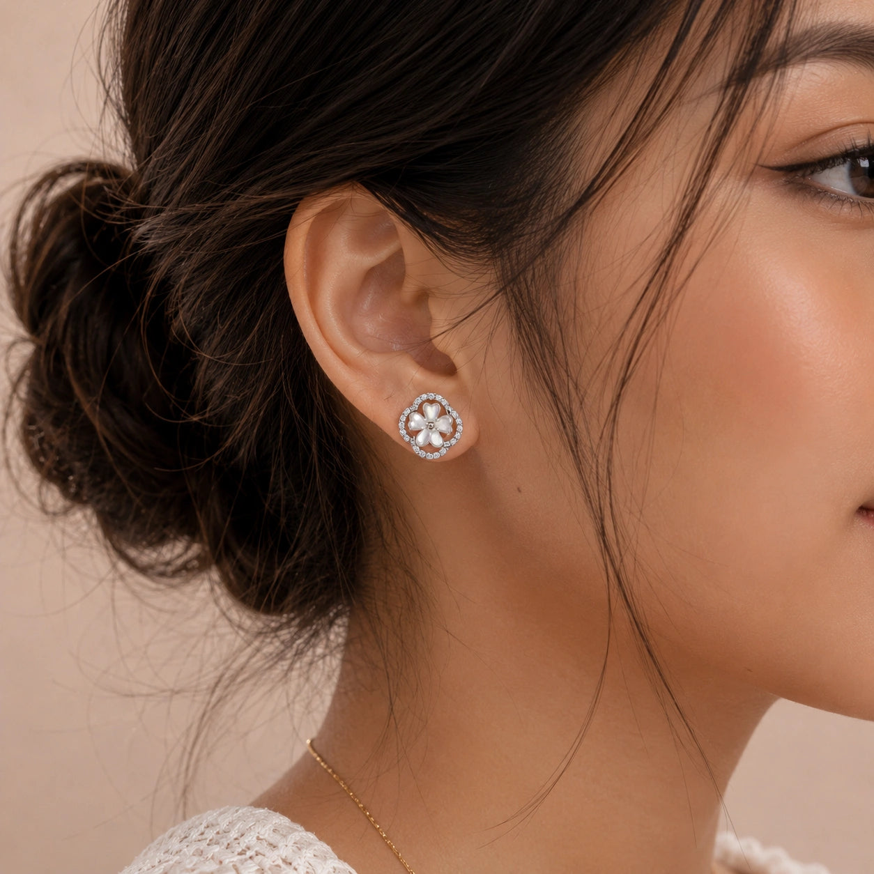 Mother of Pearl Flower Stud
