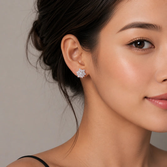 Snowflake Bloom Stud Earrings