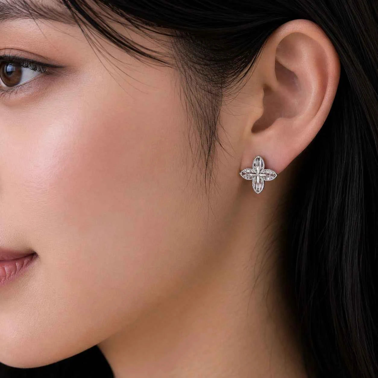 Celestia Baguette Bloom Stud Earrings