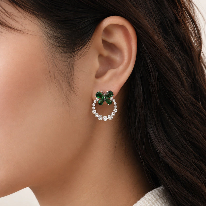 Butterfly Crystal Hoop Stud Earrings