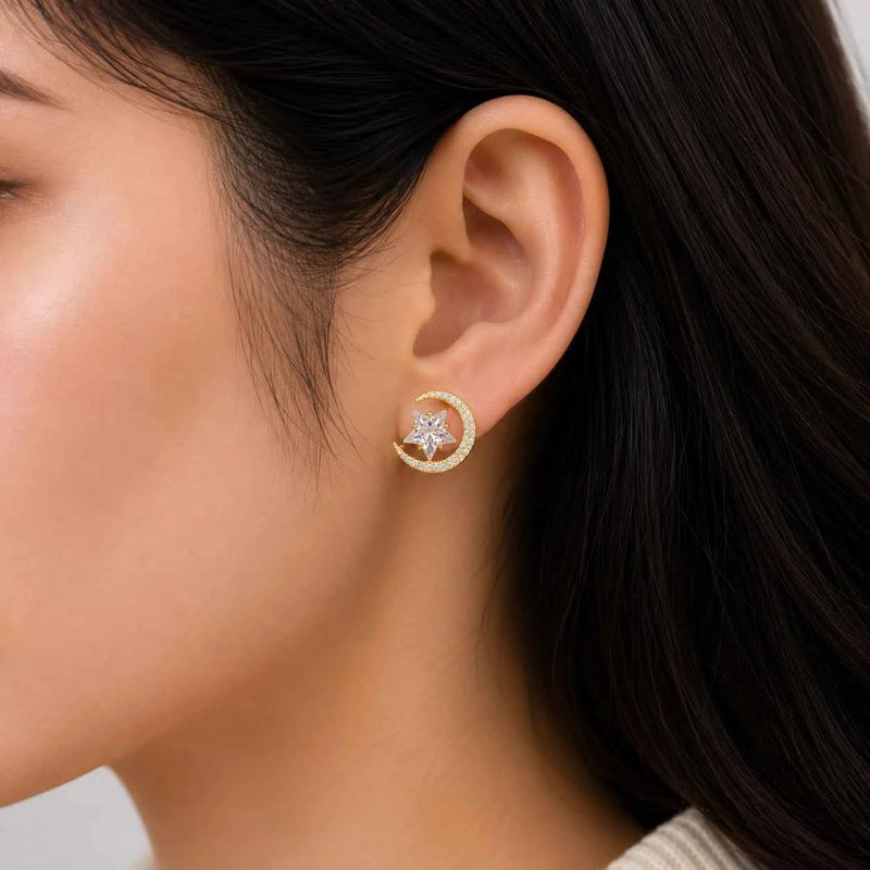 Moon Star Stud Earrings