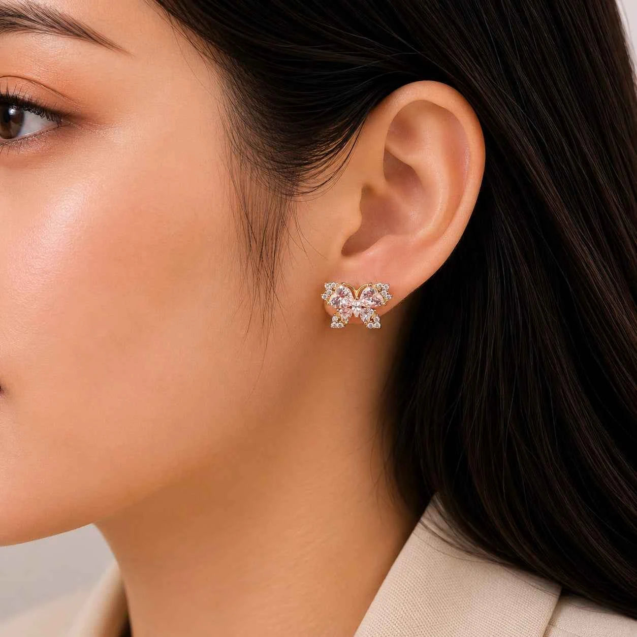 Crystal Butterfly Stud Earrings