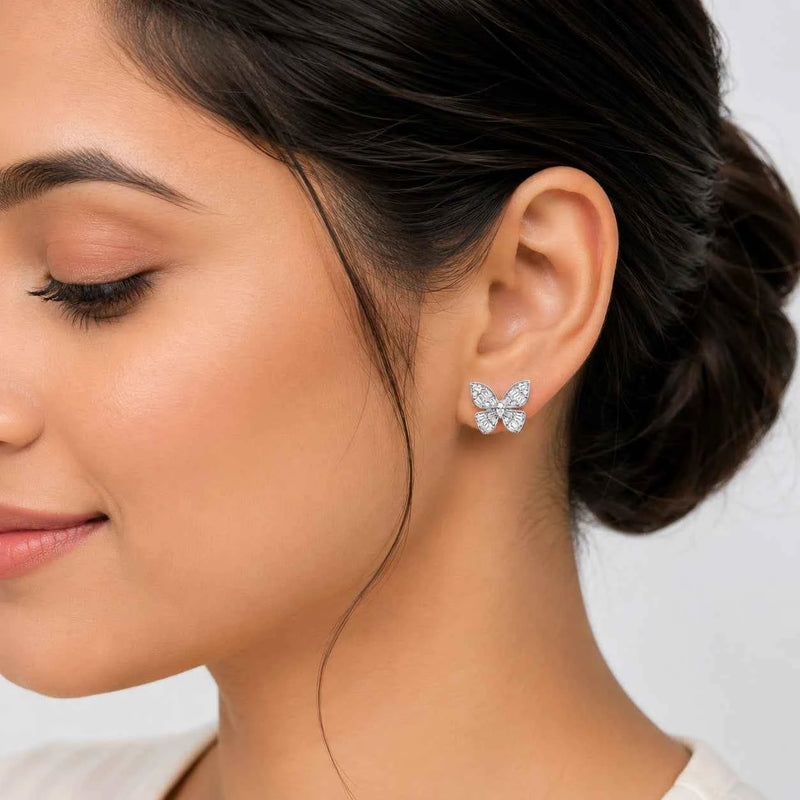 Butterfly Baguette Stud Earrings