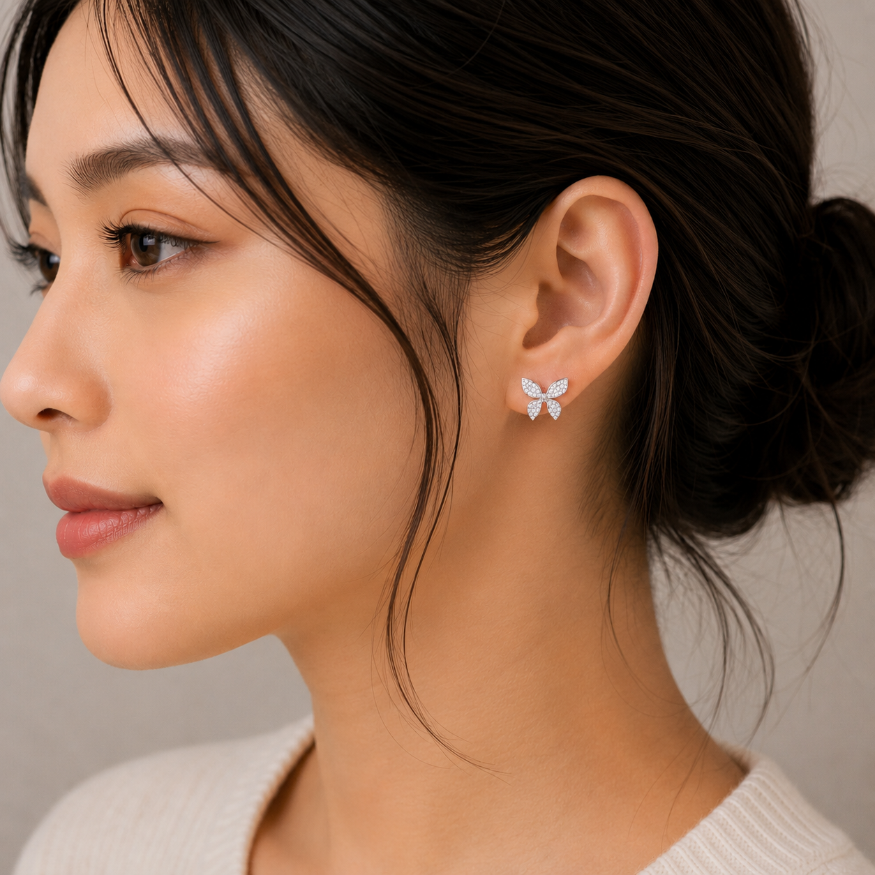 Crystal Butterfly Stud Earrings