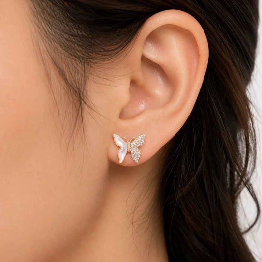 Mother of Pearl Butterfly Stud Earrings