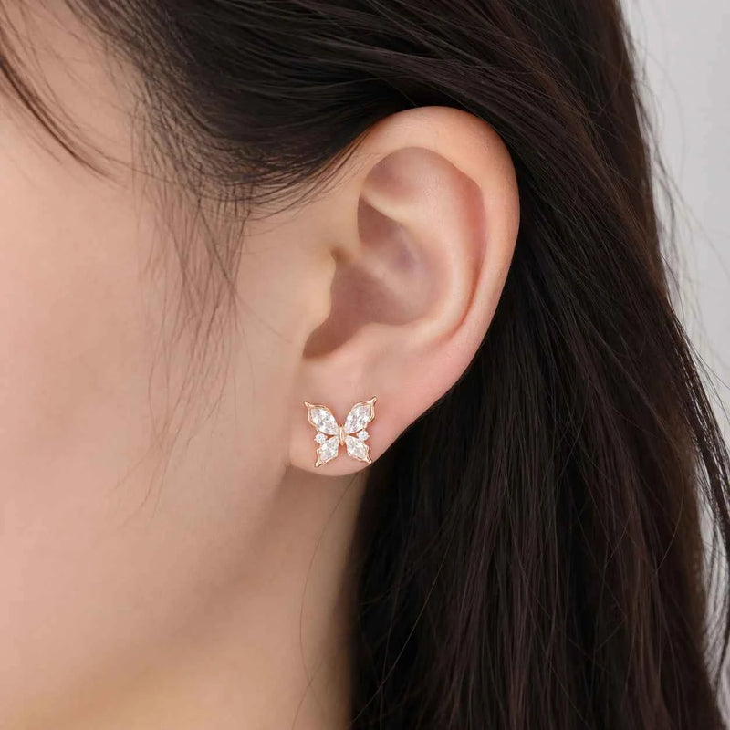 Rose Gold Butterfly Stud Earrings