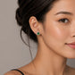 Emerald Trinity Halo Stud Earrings