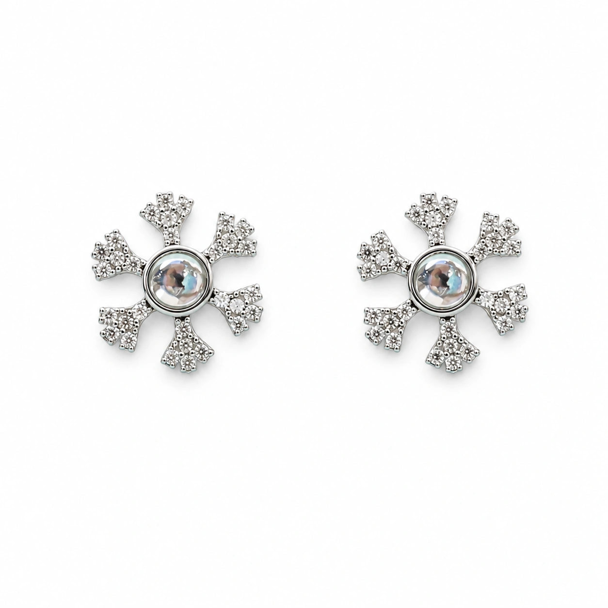 Snowflake Pearl Stud Earrings