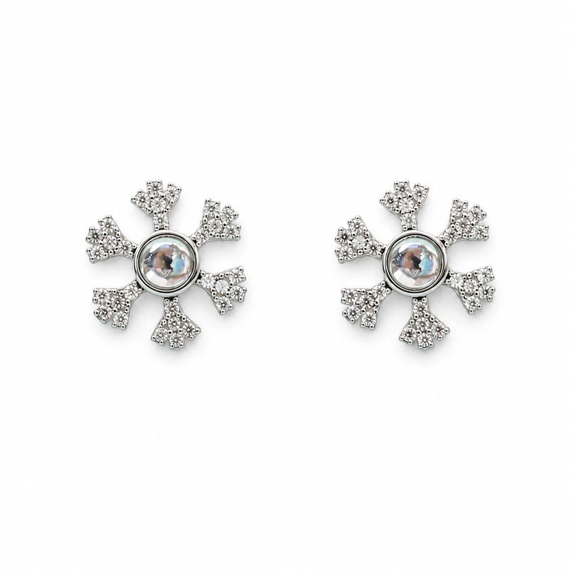 Snowflake Pearl Stud Earrings