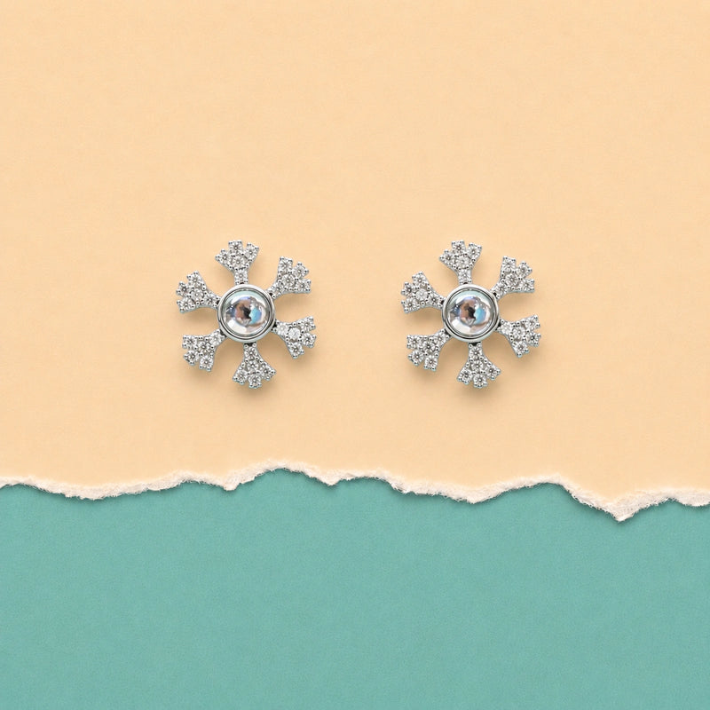 Snowflake Pearl Stud Earrings