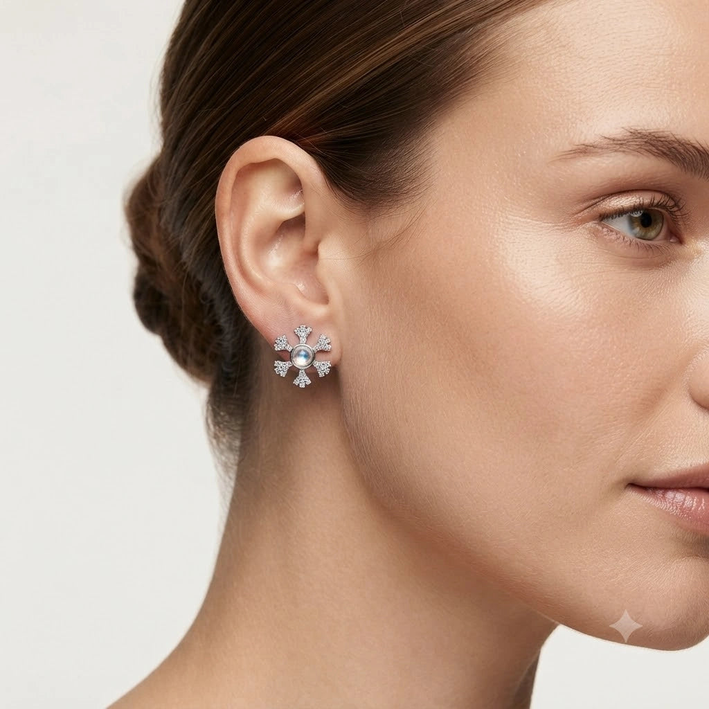Snowflake Pearl Stud Earrings