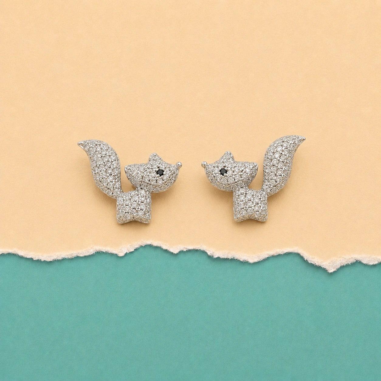 Sparkling Fox Stud Earrings