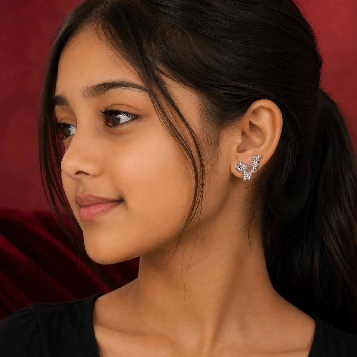 Sparkling Fox Stud Earrings