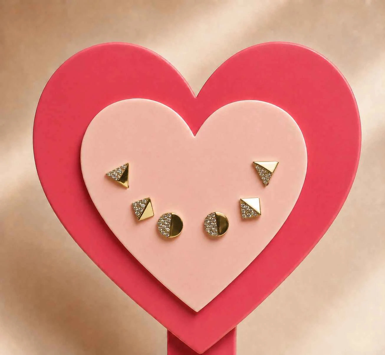 Triangle & Circle Stud Earrings Set