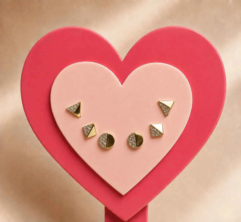 Triangle & Circle Stud Earrings Set