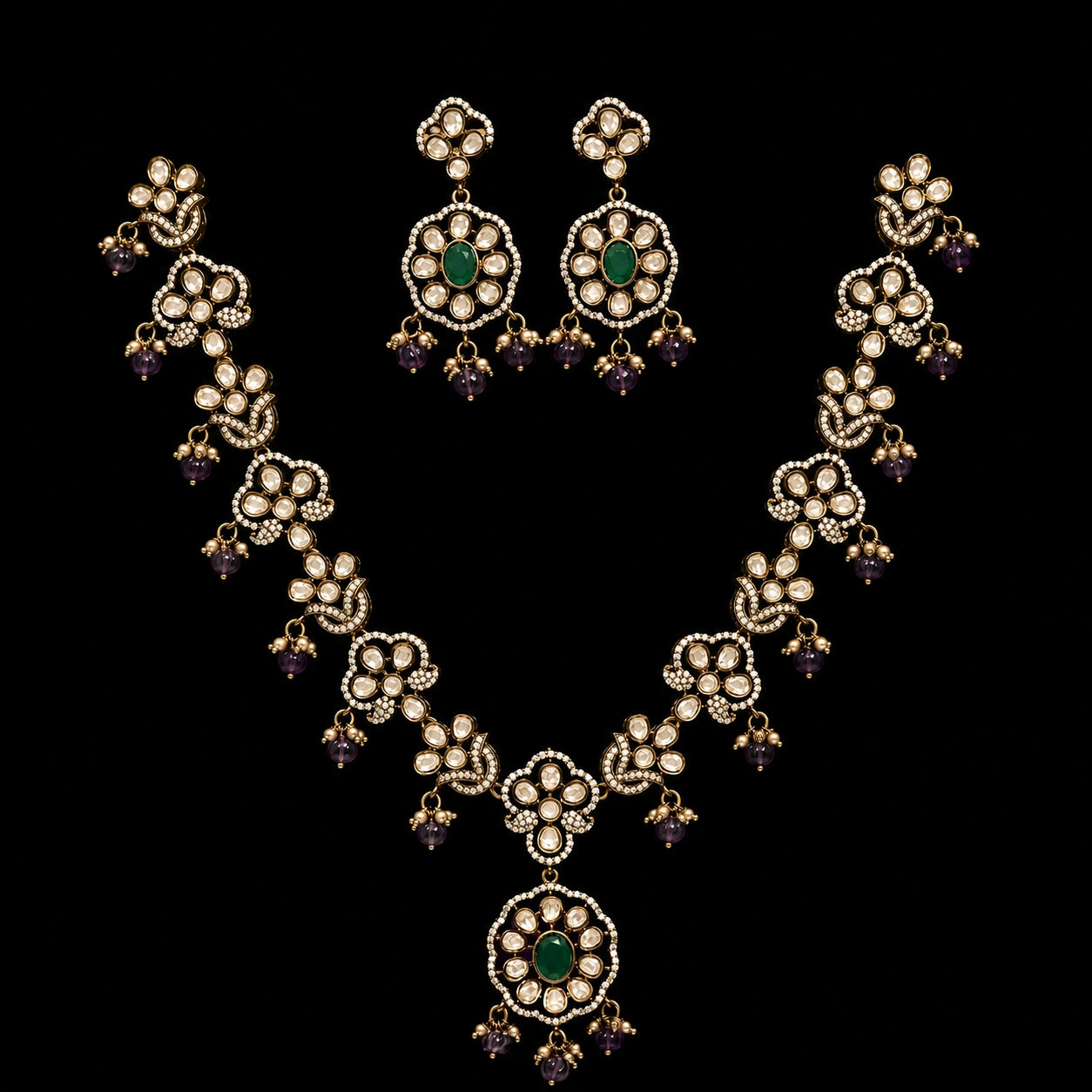 Victorian Amethyst Bloom Necklace Set