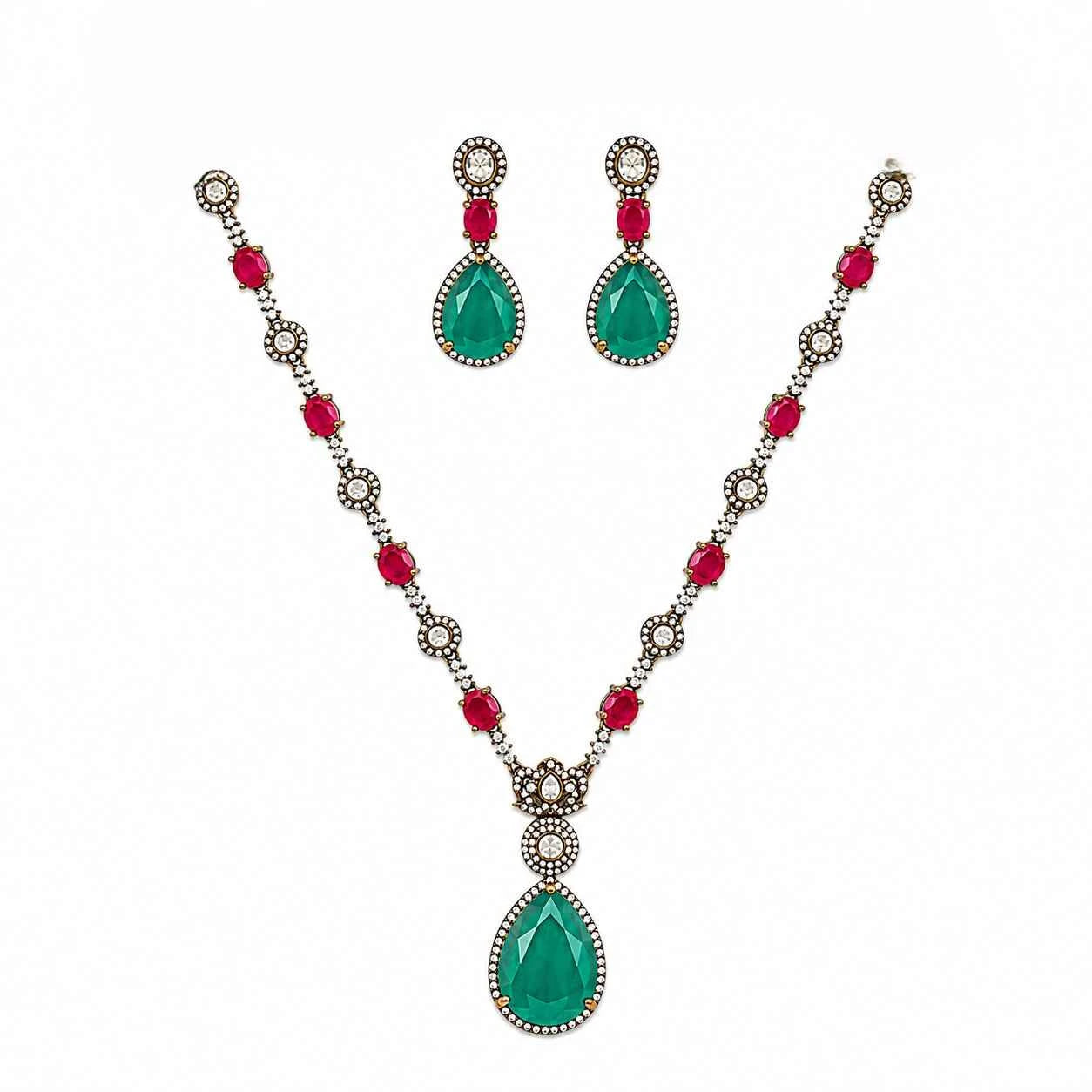 Victorian Drop Pendant Necklace Set