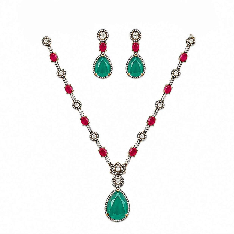 Victorian Drop Pendant Necklace Set