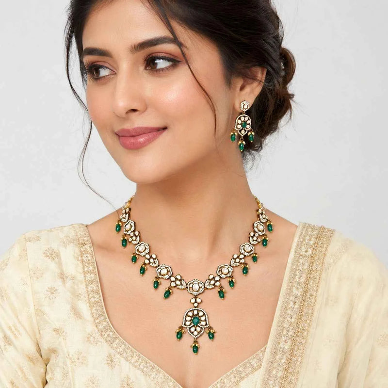 Victorian Emerald Bloom Necklace Set