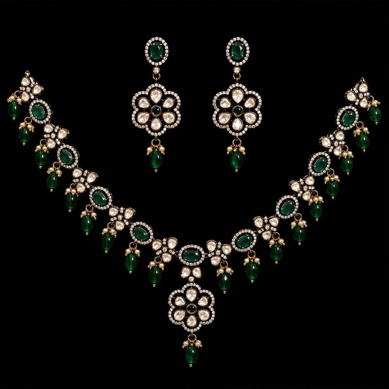 Victorian Emerald Grace Necklace Set