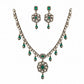 Victorian Emerald Floral Pendant Necklace Set